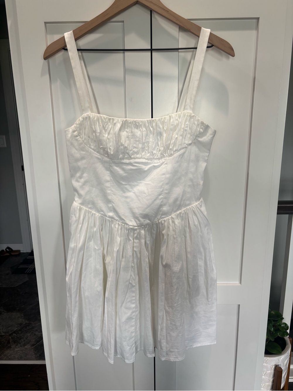 Zara White Mini Sundress with Gathered Bust